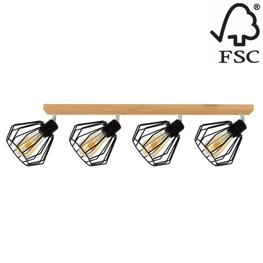 Ceiling spotlight VENTI 4xE27/15W/230V oak - FSC certified