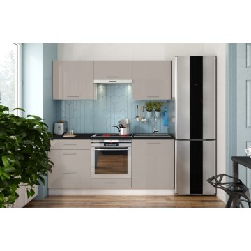 CELESTE 180 cm Glossy Taupe Kitchen Unit