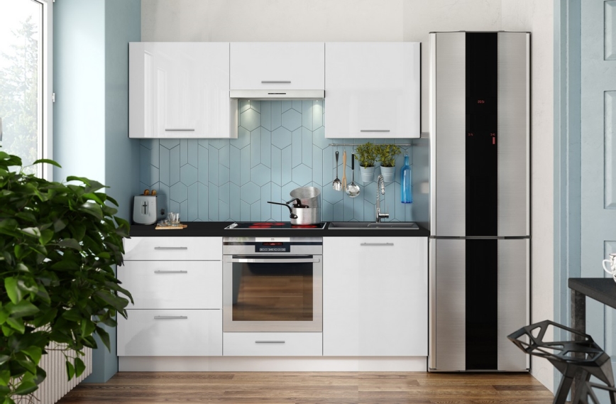 CELESTE 180 cm Glossy White Kitchen Unit