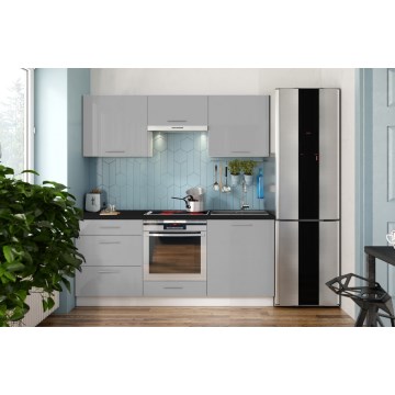 CELESTE 180 cm High-Gloss Grey Kitchen Unit