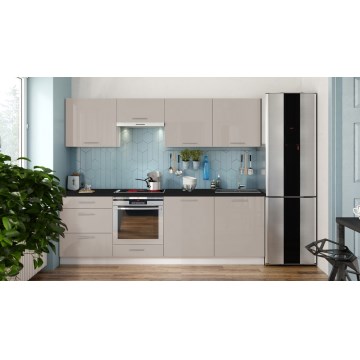 CELESTE 240 cm glossy taupe kitchen unit