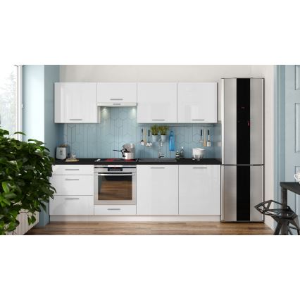 CELESTE 240 cm Glossy White Kitchen Unit