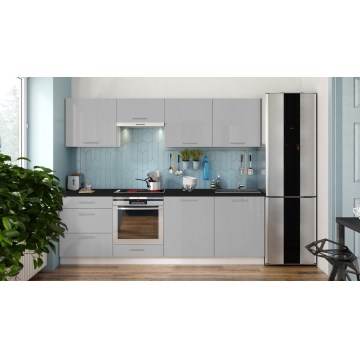 CELESTE 240 cm High-Gloss Gray Kitchen Unit