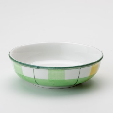 Ceramic compote bowl 13 cm green white