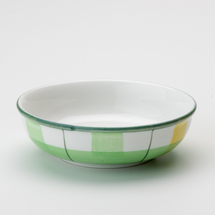 Ceramic compote bowl 13 cm green white