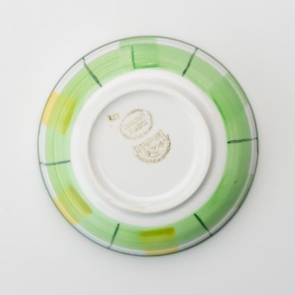 Ceramic compote bowl 13 cm green white