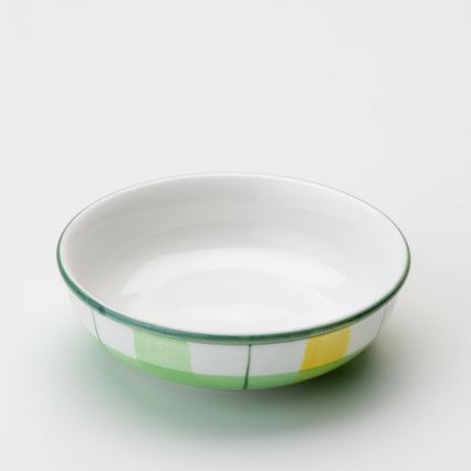 Ceramic compote bowl 13 cm green white