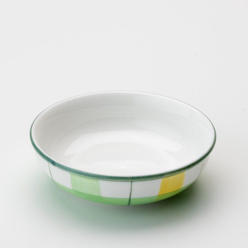 Ceramic compote bowl 13 cm green white