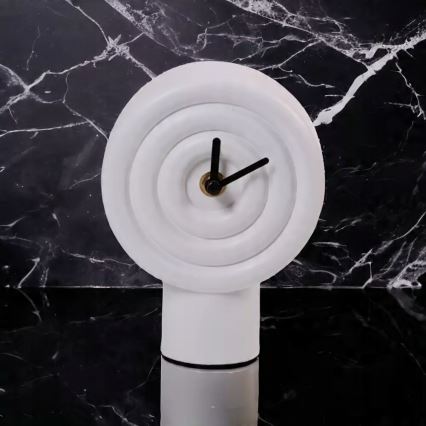 Ceramic Desk Clock, 16 cm, 1×AA, White