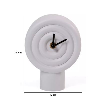 Ceramic Desk Clock, 16 cm, 1×AA, White