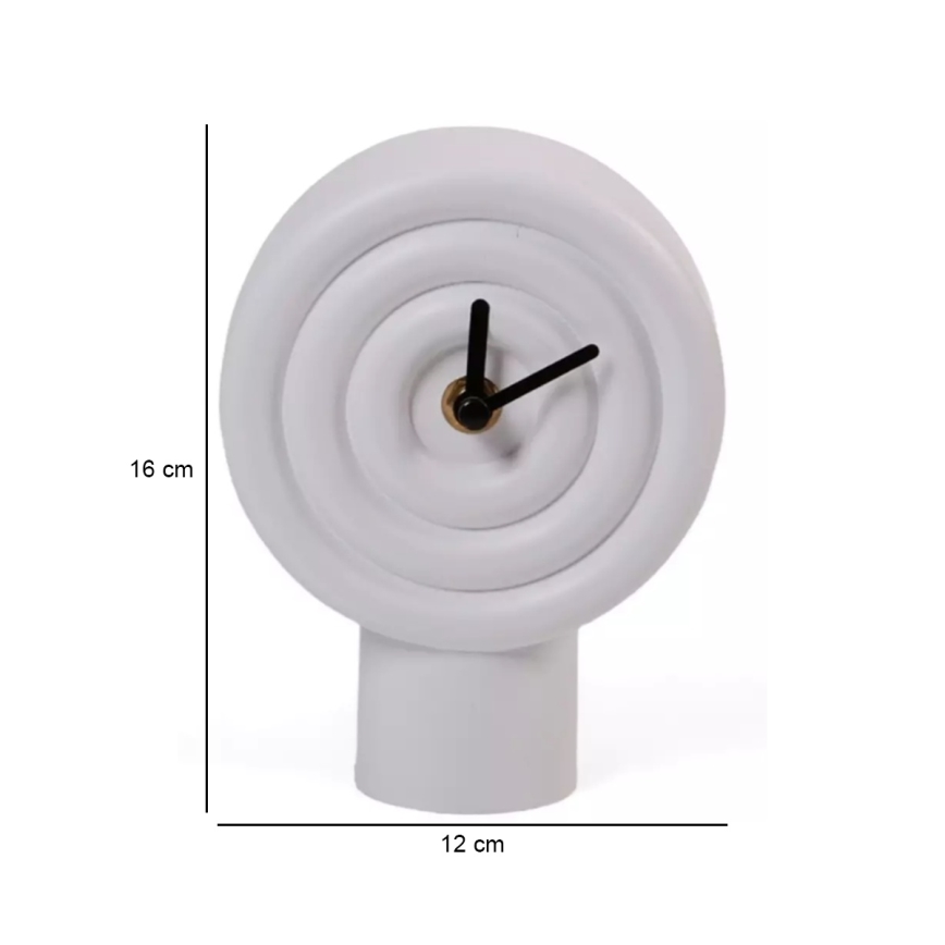 Ceramic Desk Clock, 16 cm, 1×AA, White