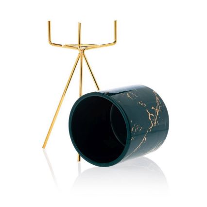 Ceramic flowerpot EMMA 28,3x13 cm green/gold