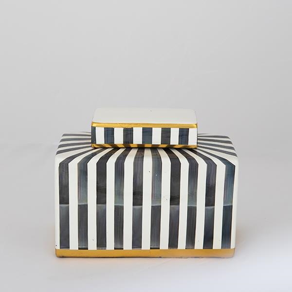Ceramic jar 20,5x16x9 cm blue/white/black
