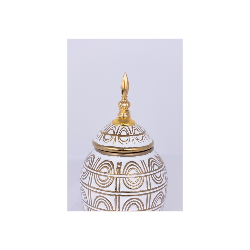 Ceramic jar 28x15 cm gold/white