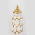 Ceramic jar 31x12,5 cm gold/white