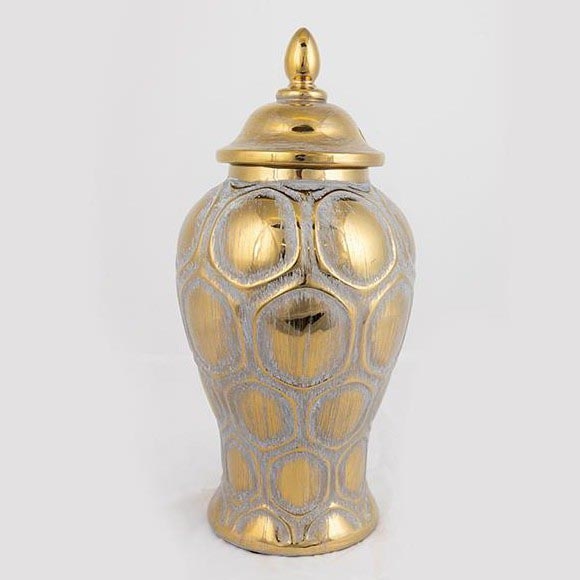 Ceramic jar 33,8x16 cm gold/silver