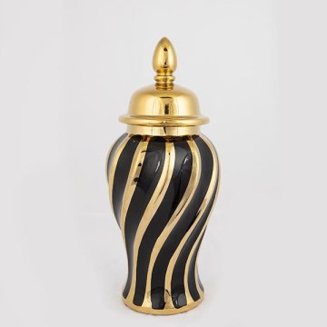Ceramic jar 36,5x16 cm gold/black