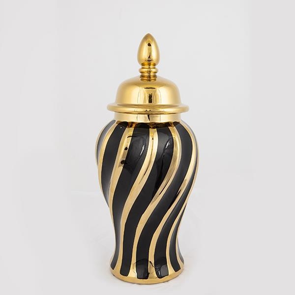 Ceramic jar 36,5x16 cm gold/black