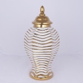 Ceramic jar 42,2x21,1 cm gold/white