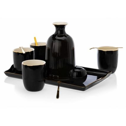 Ceramic set of cups with carafe and tray KENDI black