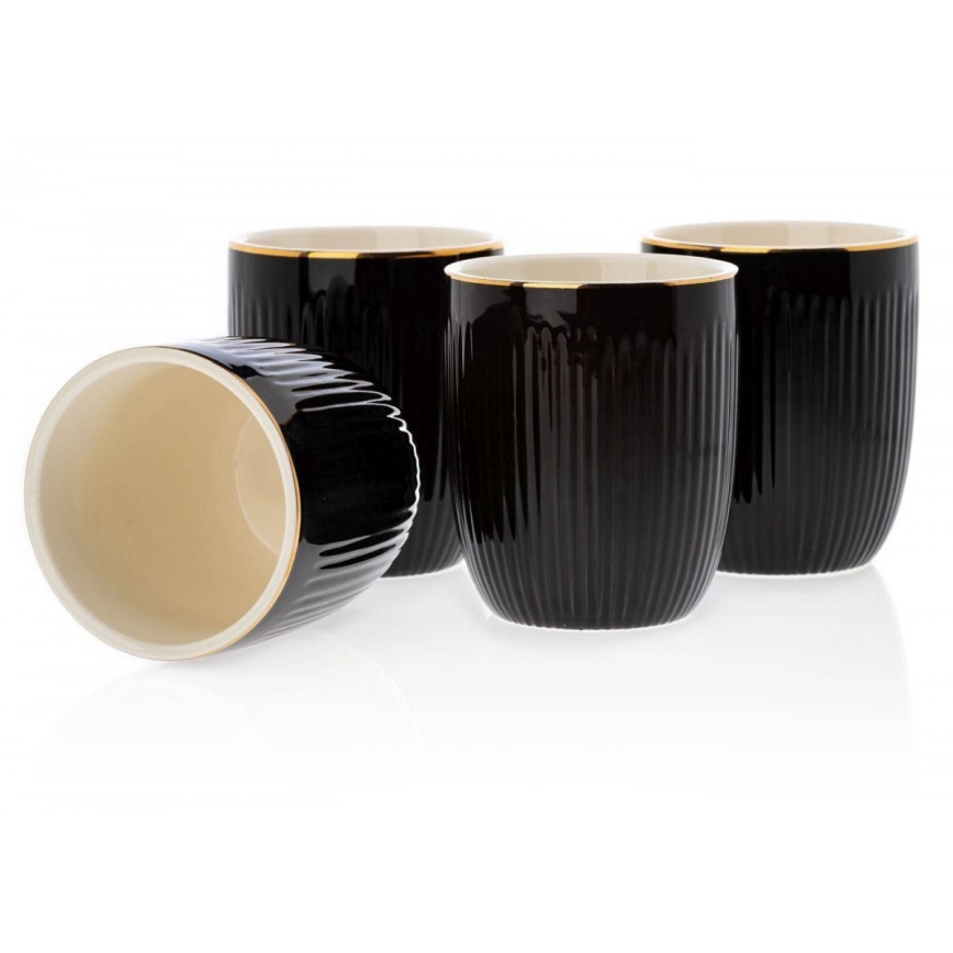 Ceramic set of cups with carafe and tray KENDI black