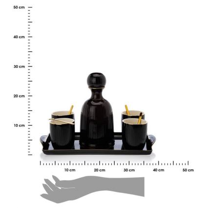 Ceramic set of cups with carafe and tray KENDI black