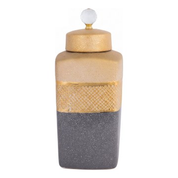 Ceramic storage jar 30 x 14.5 x 14.5 cm, grey/gold