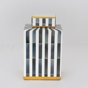 Ceramic vase 22x18x8 cm blue/white