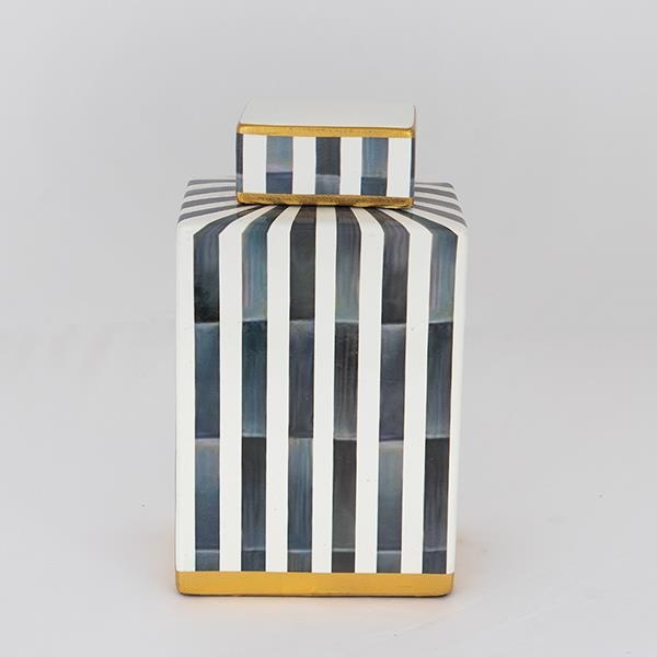 Ceramic vase 22x18x8 cm blue/white