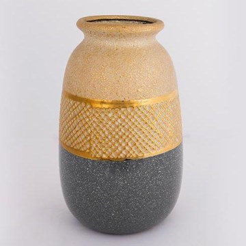 Ceramic vase 25,5x15,5 cm gold/grey