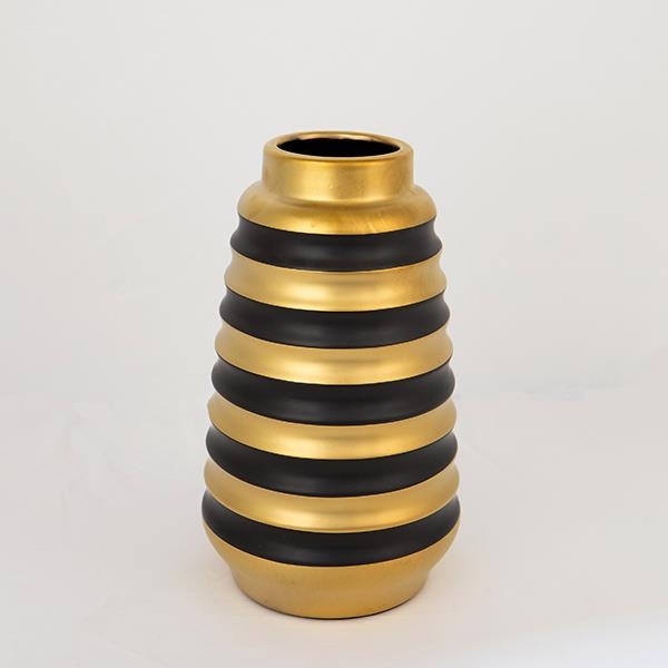 Ceramic vase 25x14 cm gold/black