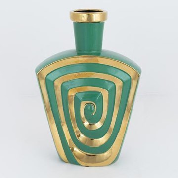 Ceramic vase 30x20,2 cm green/gold