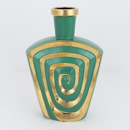 Ceramic vase 30x20,2 cm green/gold