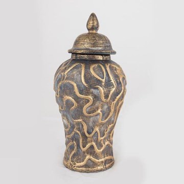 Ceramic vase 33,5x16 cm gold/grey