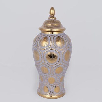 Ceramic vase 35x18,5 cm gold/grey