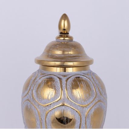 Ceramic vase 35x18,5 cm gold/grey