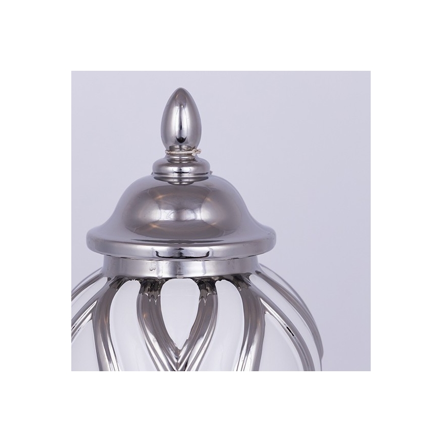 Ceramic vase 35x18,5 cm silver/white