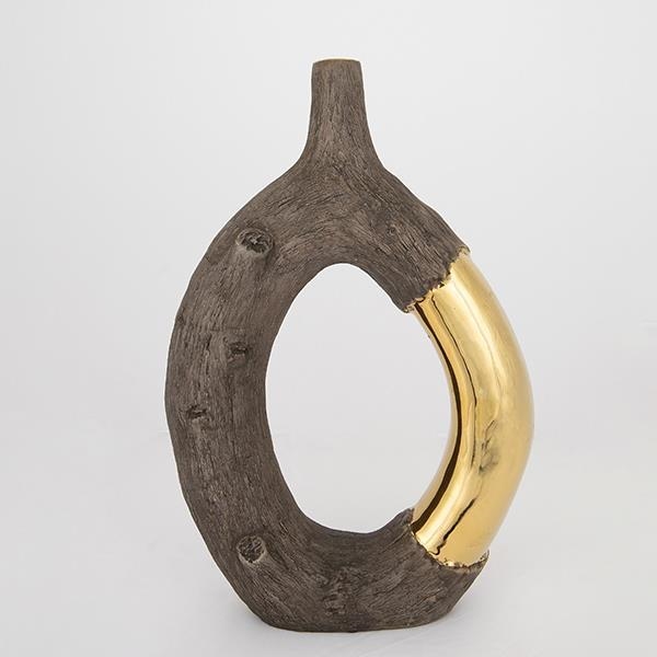 Ceramic vase 38,5x26,5x9,5 cm brown/gold