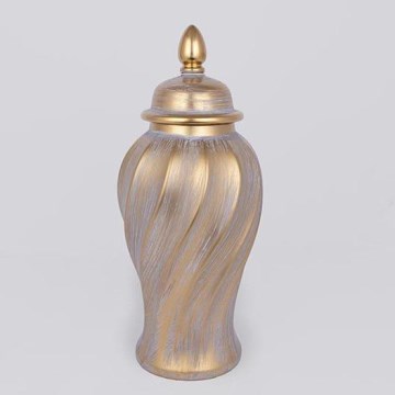 Ceramic vase 40,8x17,5 cm gold/grey