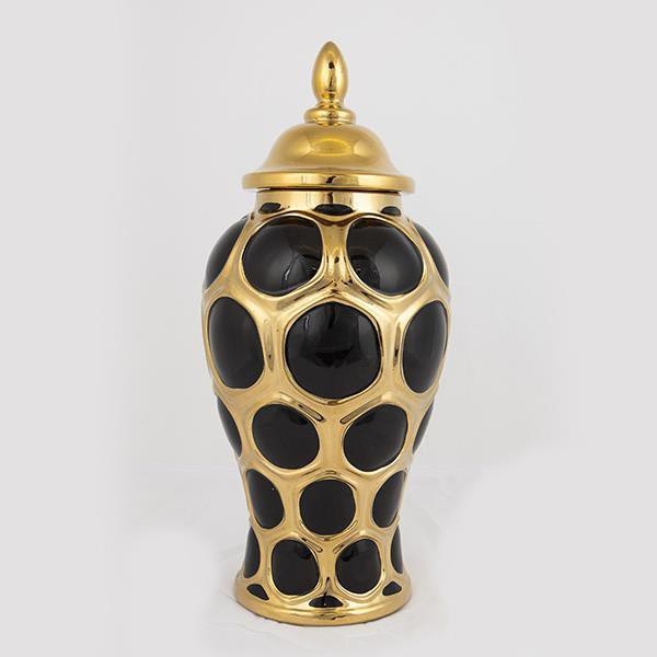 Ceramic vase 40x17,7 cm gold/black