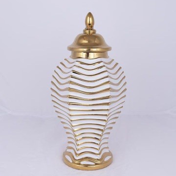 Ceramic vase 42,2x21,1 cm gold/white