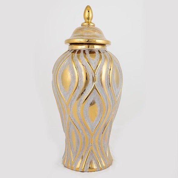 Ceramic vase 42,6x18,8 cm gold/silver