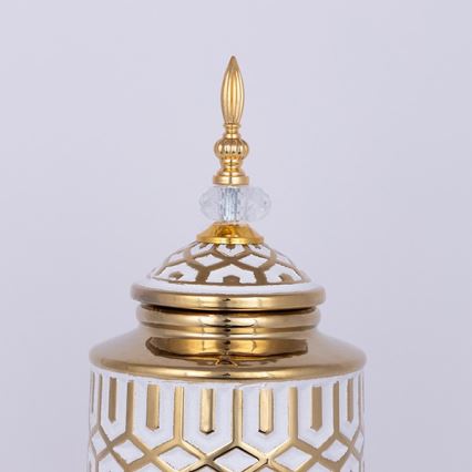 Ceramic vase 45,7x16,9 cm gold/white