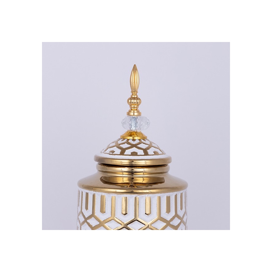 Ceramic vase 45,7x16,9 cm gold/white