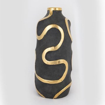 Ceramic vase 45x19,5 cm gold/black