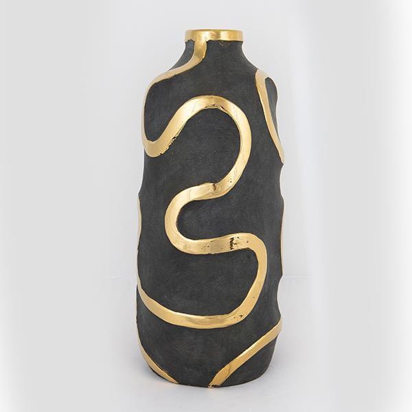Ceramic vase 45x19,5 cm gold/black