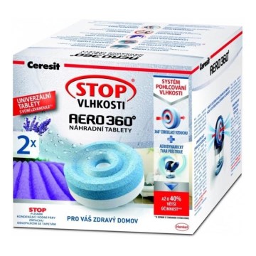 Ceresit - 2-in-1 AERO 360° Dehumidifier Tablets, 2x 450 g, Lavender Garden