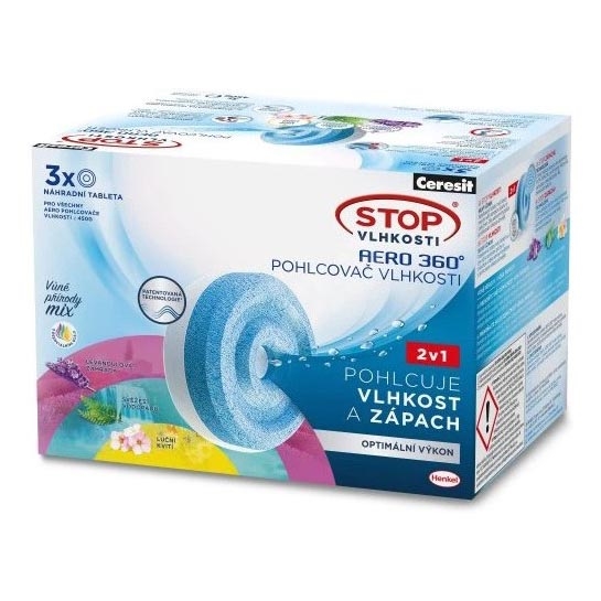 Ceresit - 2-in-1 AERO 360° Dehumidifier Tablets, 3 x 450 g Trio Pack