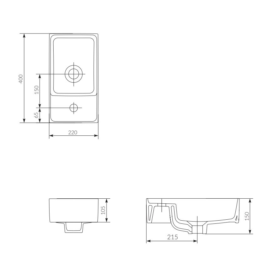 Cersanit K114-004 - Countertop basin CREA 22x40 cm ceramics/shiny white