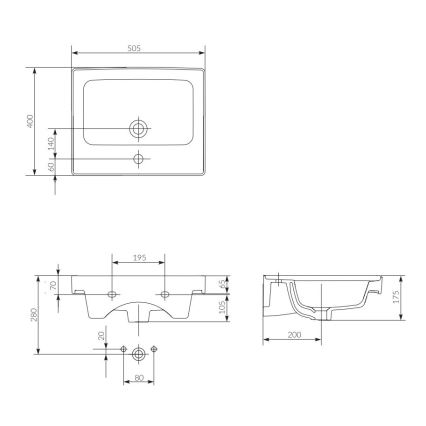 Cersanit K114-005 - Inset basin CREA 40x50,5 cm ceramics/shiny white